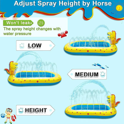 Inflatable Children Swimming Pool for Kids Summer Dinosaur Sprinkler Kiddie Pool Backyard Splash Pad Outdoor Water Toys