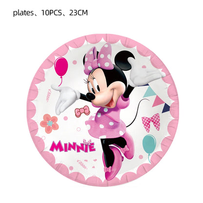 Minnie Mouse Birthday Party Decoration Girls Disposable Tableware Balloon Cups Plates Tablecloth Balloon Baby Shower Party Decor