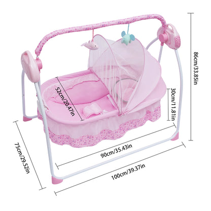 5 Gears Electric Baby Crib Cradle Bluetooth Auto-Swing Rocking Bassinet Sleep Bed Infant Rocker+Net Adjustable Nursery Furniture