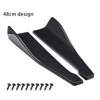 35cm 48cm Universal Fit Car Spoiler Lateral Bumper Rear Side Skirt Lip Rocker Wings Carbon Fiber Glossy Black Protection Trims