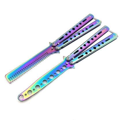 1 Piece of Swing Comb Stainless Steel Folding Butterfly Comb Novice Practice Training Hair Styling Tool