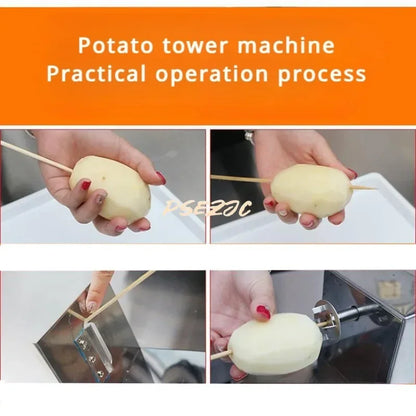 Commercial Stainless Steel Potato Tower Machine Manual Whirlwind Potato Slicer French Fry Tool