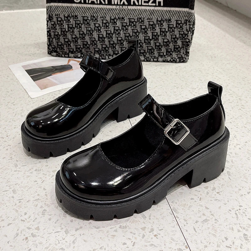 Shoes Platform Shoes Heels  Women Japanese Style Vintage Pumps for Women College Student Women's Shoes