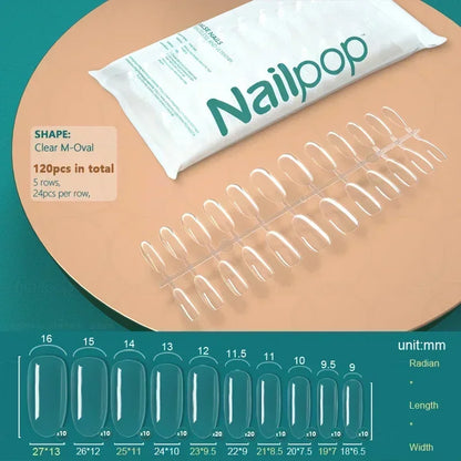 NAILPOP 120pcs Fake Nails Full Cover Press on Nails Coffin Soft Gel American Pose Capsule False Nail Tips for Extension System