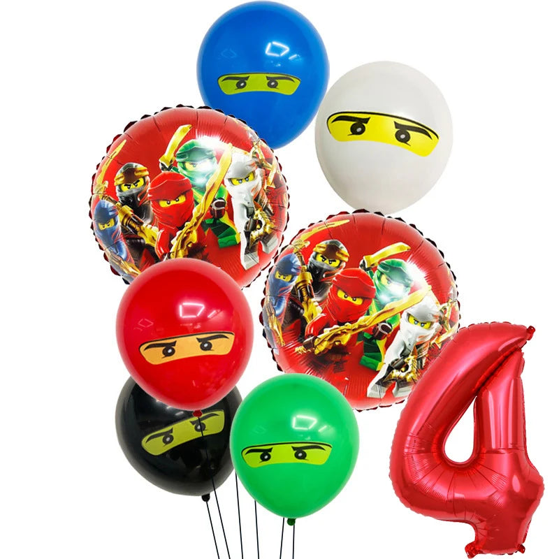 Cartoon Ninja Birthday Decorations  Paper Tableware Plate Cup Tablecloth Foil Ballons Kids Banner Cake Toppers Party Supplies