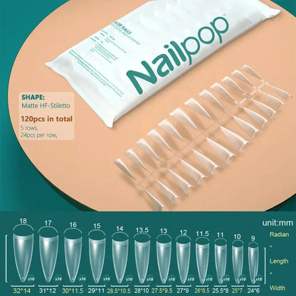 NAILPOP 120pcs Fake Nails Full Cover Press on Nails Coffin Soft Gel American Pose Capsule False Nail Tips for Extension System