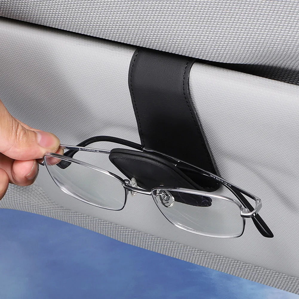 Universal Car Auto Sun Visor Eyeglass Hanger Clip Leather Glasses Holder Magnetic Multi-Function Automobile Accessories Storage