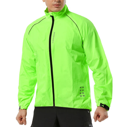 WOSAWE Men's Cycling Windbreaker Ultralight Reflective Windproof Jacket Men MTB Road Bike Wind Coat Long Sleeve Bicycle Clothing