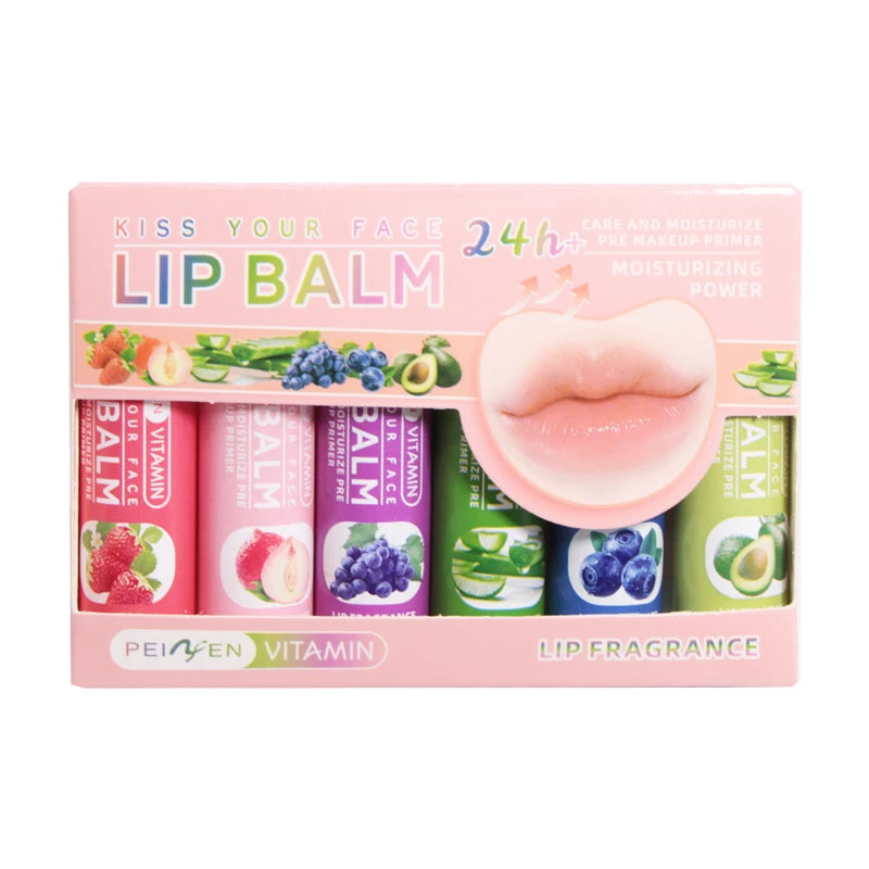 DNM Multi Fruit Flavors Moisturizing Hydrating Base Lip Balm Set Makeup Lip Care Daily Care Balm for Women and Men 6Pcs Set