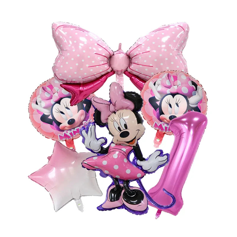 Minnie Mouse Birthday Party Decoration Girls Disposable Tableware Balloon Cups Plates Tablecloth Balloon Baby Shower Party Decor