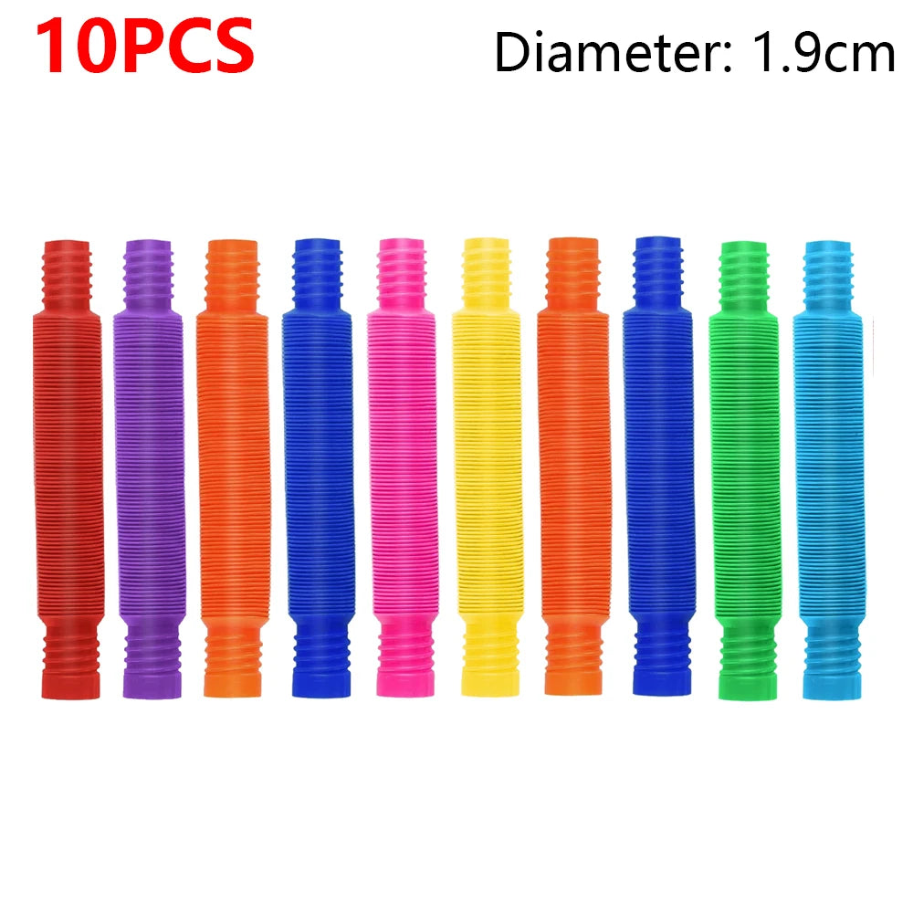 10-30PCS Colorful Telescopic Tubes Fidget Toys Plastic Sensory Pop Tubes Stress Relief Toys Adults Decompression Kids Toys Gifts