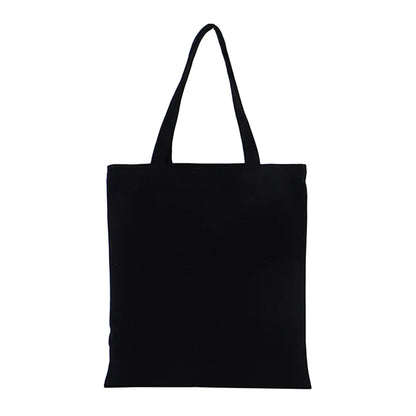 Large Capacity Black White Canvas Shoulder Tote Bag Folding Eco Cotton Handbag Reusable DIY Shoulder Bag Shopping Bag