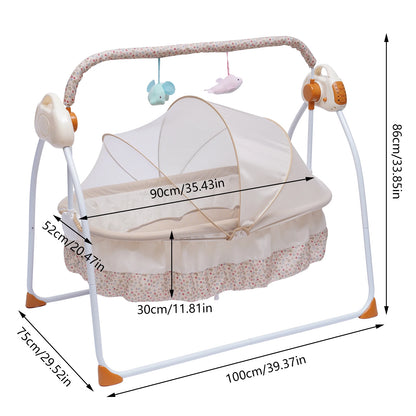 5 Gears Electric Auto-Swing Baby Crib Cradle Sleep Bed Infant Rocker+Net Music Bluetooth Music Adjustable+ Mat