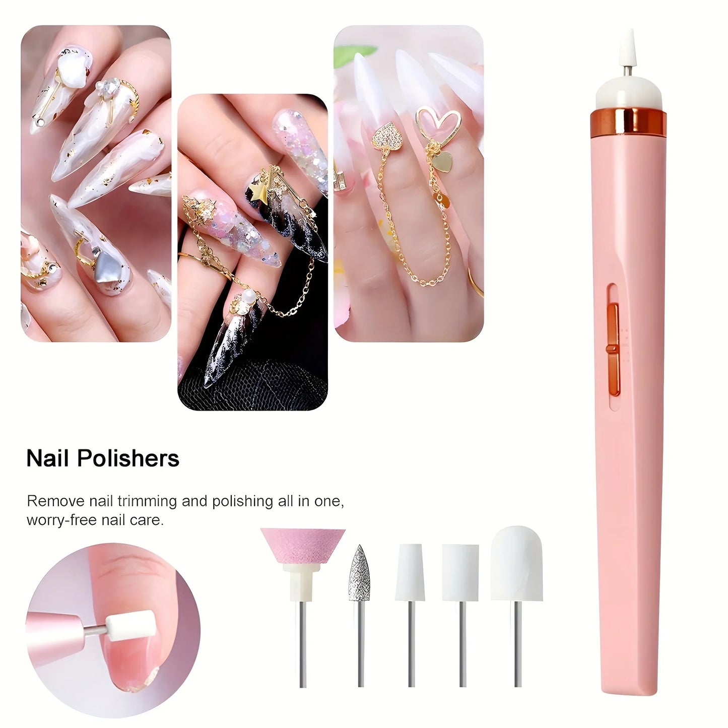 15 in 1 Electric Nail Polish Drill Machine With Light Portable Mini Electric Manicure Art Pen Tools For Gel Remover