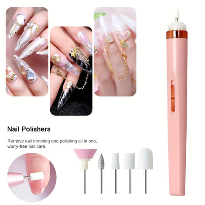 15 in 1 Electric Nail Polish Drill Machine With Light Portable Mini Electric Manicure Art Pen Tools For Gel Remover