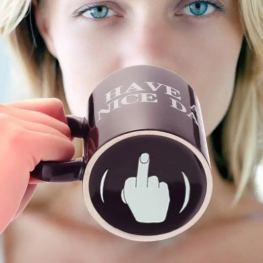 Vertical Middle Finger Cup Creative Mug Anime Films and Television Products Funny Ceramic Coffee Breakfast Cup Christmas Gift