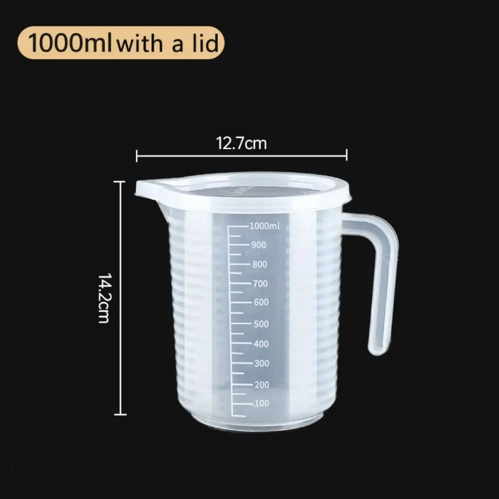 1PC Clear Graduated Measuring Cup Scale Plastic Transparent Mixing Cup Large Capacity With Lid Laboratory Beaker Kitchen Baking