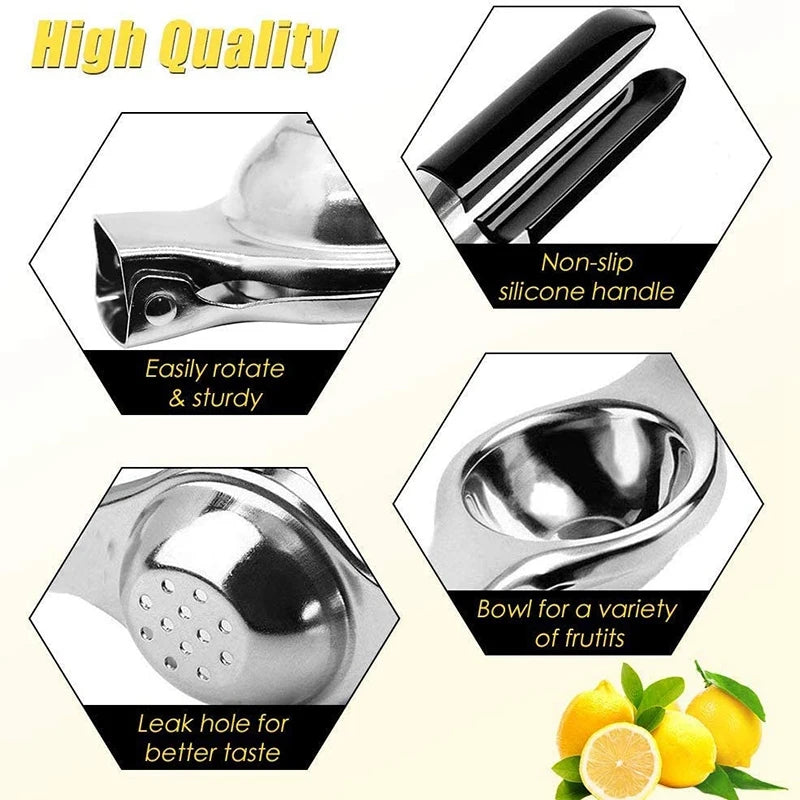 Lemon Squeezer - New Stainless Steel Manual Lemon Juicer Lemon Lime Squeezer Press with High Strength Silicone Handle