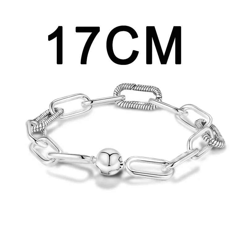 Silver Plated Me Slender Link Bracelet Fit Original PAN Me Charm Beads Diy Jewelry Gift