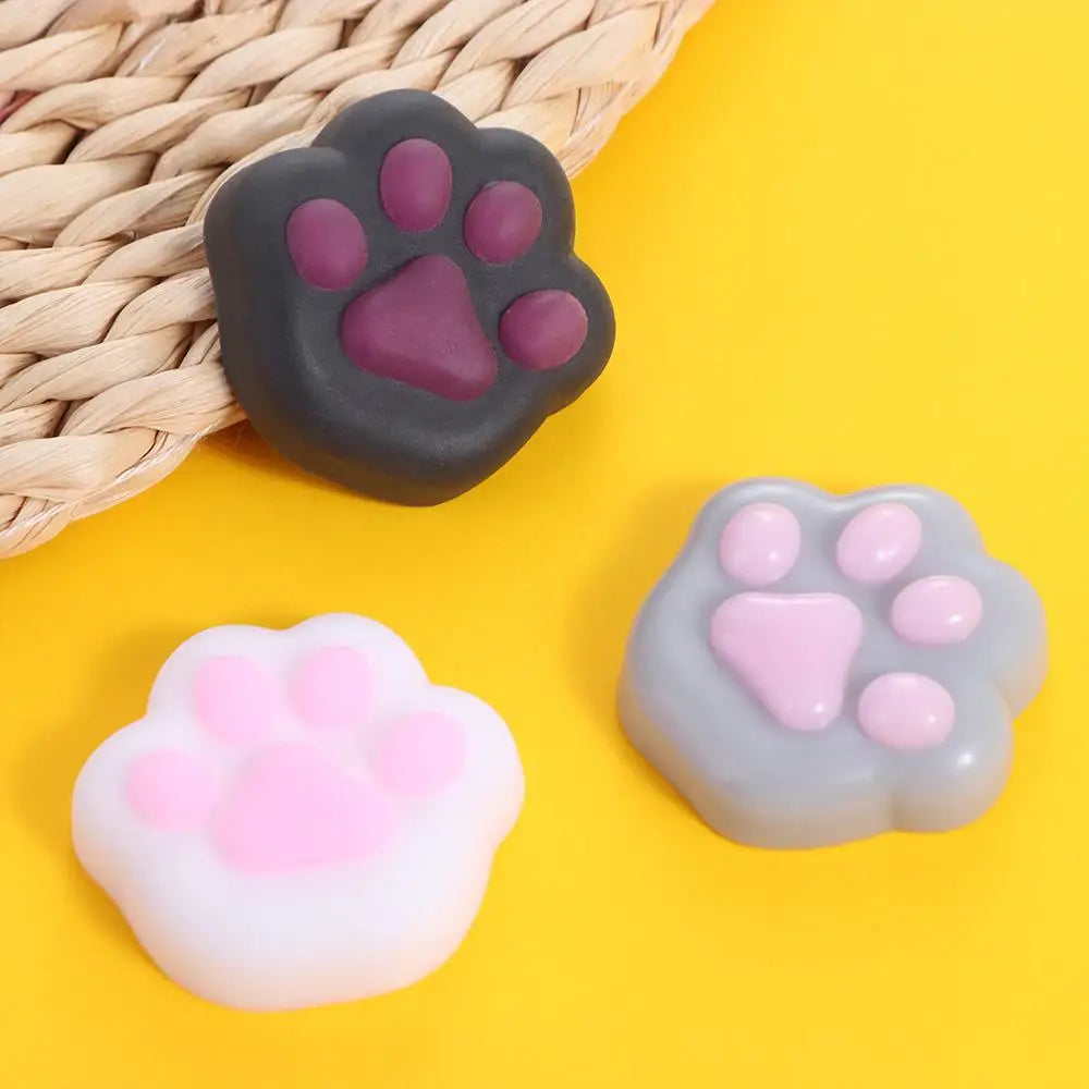 Mini Cat Paw Squeeze Toy Silicone Pinch Decompression Toy Plush TPR Fidget Sensory Toys For Kids Adults Gift