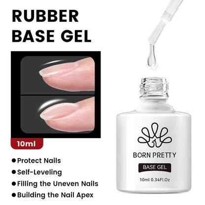 BORN PRETTY 10ml Base Gel Top Coat Rubber Gel Reinforcement Gel for Nails Tools Soak Off UV LED Nail Varnish Function Gel