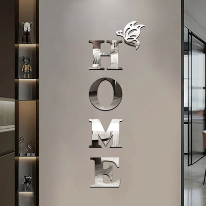 HOME Home Logo 3D Mirror Wall Sticker, Entrance Decoration, Home Decoration