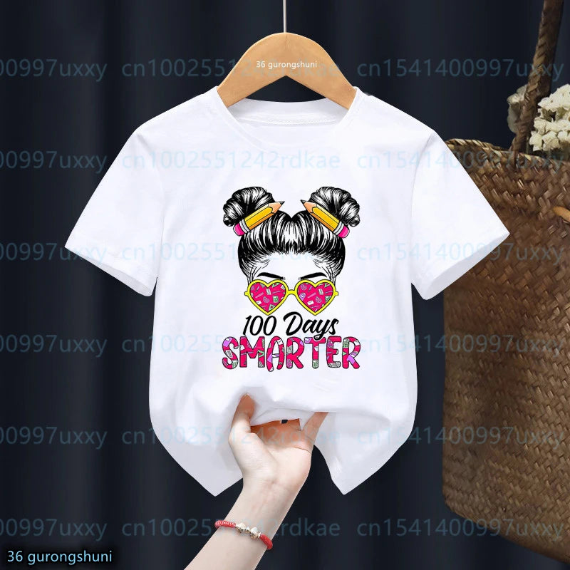 New boys t-shirt 100 Day Of School Graphic Printed Children'S School Clothes girls Tshirts Fashion Boys Girls Unisex Clothes