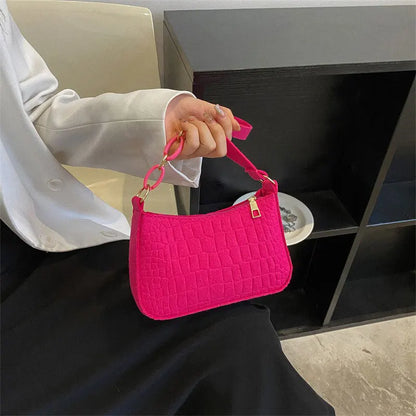 New Felt Bag Textured Crocodile Niche Underarm Bag Fashion Chain Tote Women's Bag