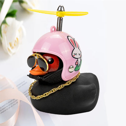 Car Duck With Helmet Broken Wind Pendant Small Yellow Duck Road Bike Motor Helmet Riding Cycling Accessories Without Lights