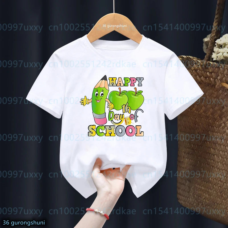 New boys t-shirt 100 Day Of School Graphic Printed Children'S School Clothes girls Tshirts Fashion Boys Girls Unisex Clothes