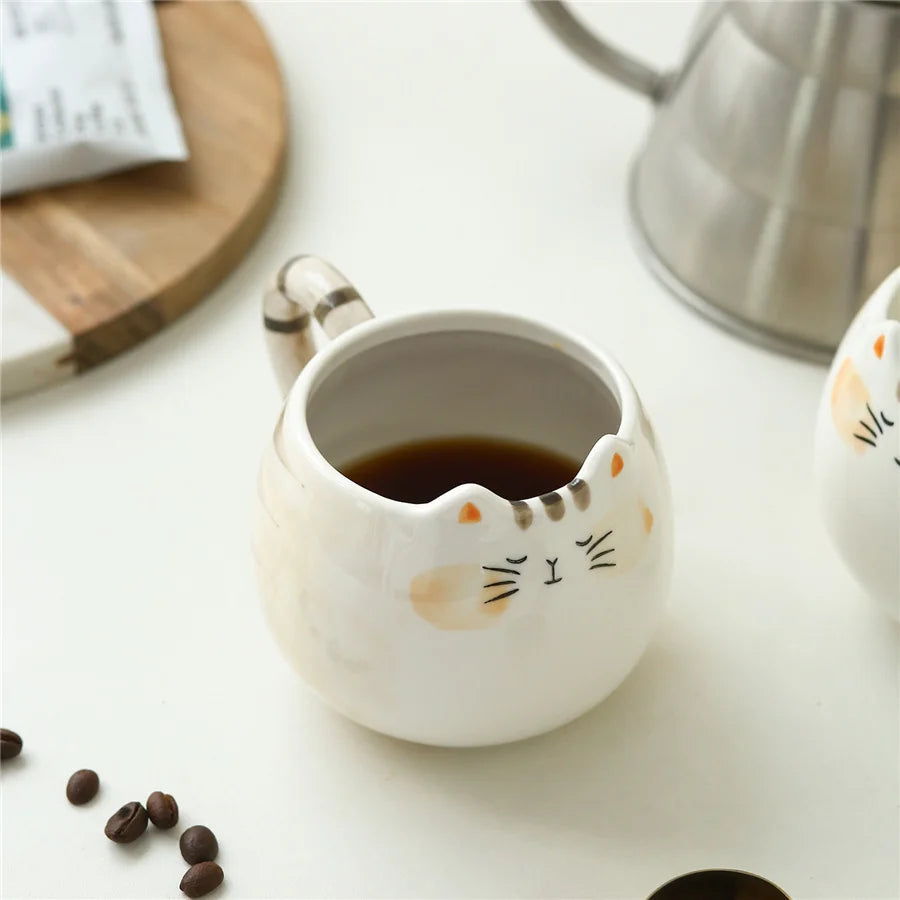 1pc cute ceramic cup, cat shaped mug, 380ml/13oz milk, coffee, and water cups