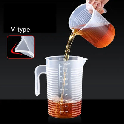 1PC Clear Graduated Measuring Cup Scale Plastic Transparent Mixing Cup Large Capacity With Lid Laboratory Beaker Kitchen Baking