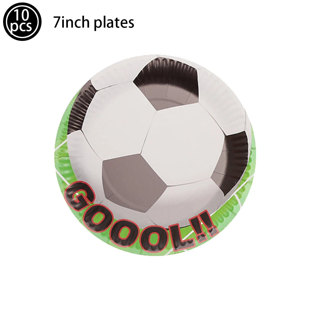 Soccer Theme Disposable Tableware Soccer Party Paper Plate Napkin Straws Cup Football Themed Birthday Party Decoration Supplies