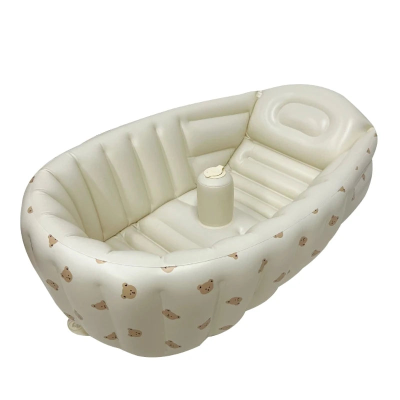 Cartoon Pattern Baby Inflatable Bathtub 90x55x30cm Foldable PVC Indoor Swimming Pool for Infants Summer Kids Water Fun Game