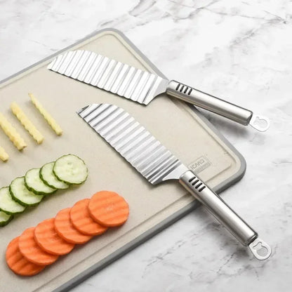 Stainless Steel Potato Chip Slicer Dough Potato Wavy Edged Knife Vegetable Fruit Cutting Peeler Cooking Tools Kitchen Knives