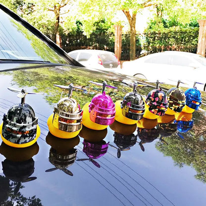 Broken Wind Rubber Duck Motor Accessories Yellow Duck with Helmet Auto Car Accessories Duck In The Car Car Interior Decoration