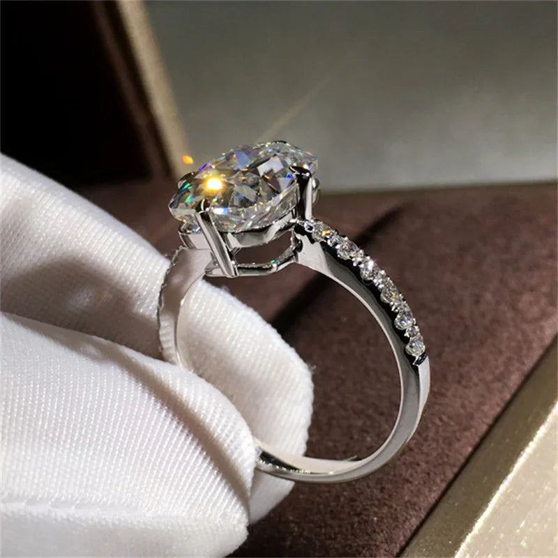 Original 3 Carats Moissanite Gemstone Real 14 K White Gold color Ring for Women Classic Oval Shape Bizuteria Ring Female