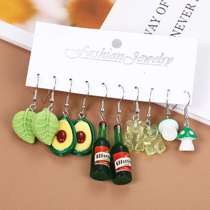 Fashion Sweet Fruit Drink Earrings Set for Women Cute Cartoon Food Ice Cream Donut Funny Resin Earrings Party Jewelry Gift New