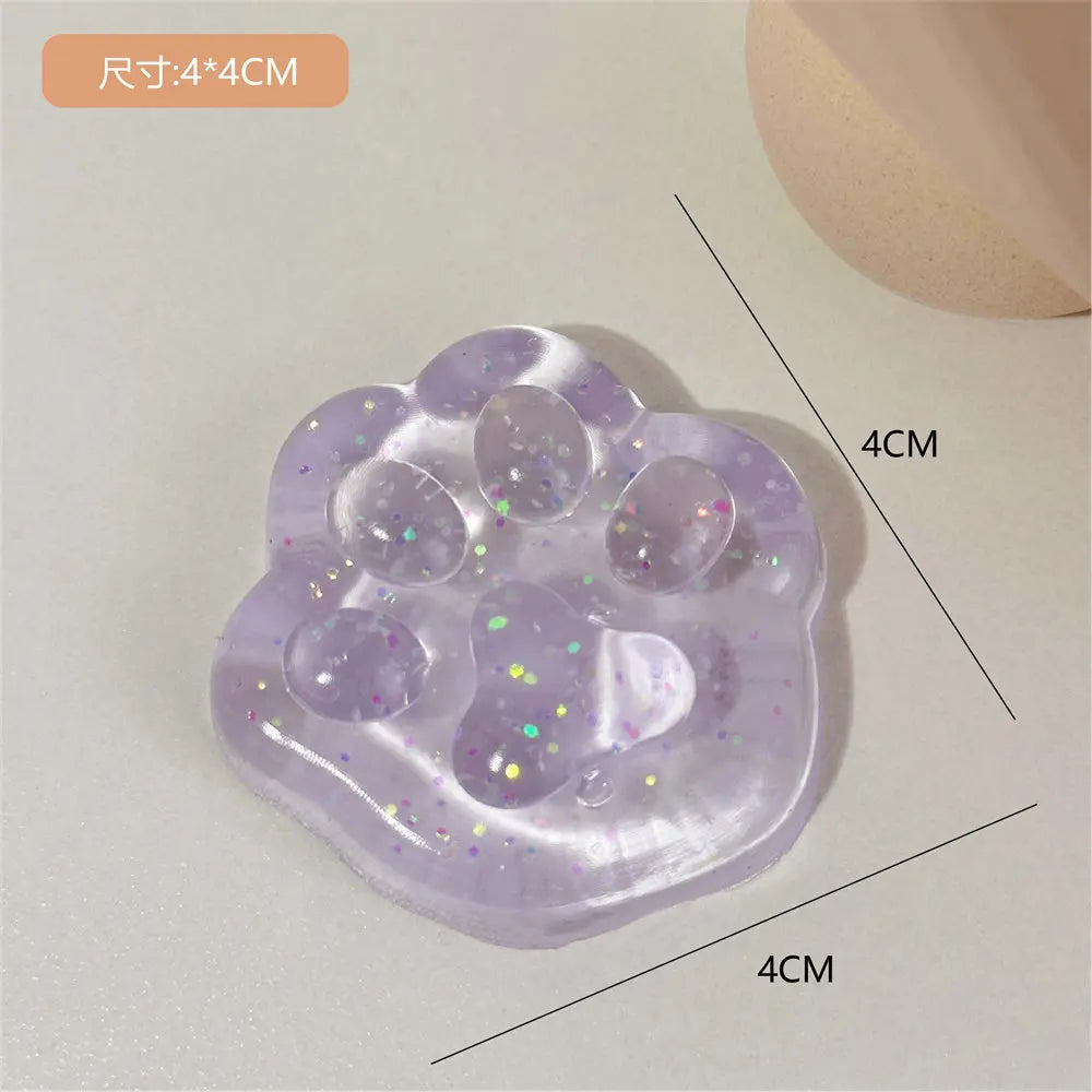 Kawaii Cat Paw Sticky Squeeze Toy Soft Realistic Jelly Glitter Cat's Claw Squishy Stress Relief Toys Kids Adults Unique Gifts