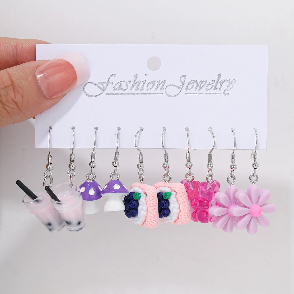 Fashion Sweet Fruit Drink Earrings Set for Women Cute Cartoon Food Ice Cream Donut Funny Resin Earrings Party Jewelry Gift New