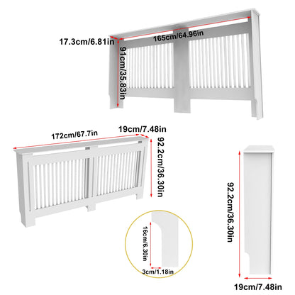 S/M/L/XL White Radiator Cover Wall Cabinet MDF Modern Wood Cabinet Grill Cover