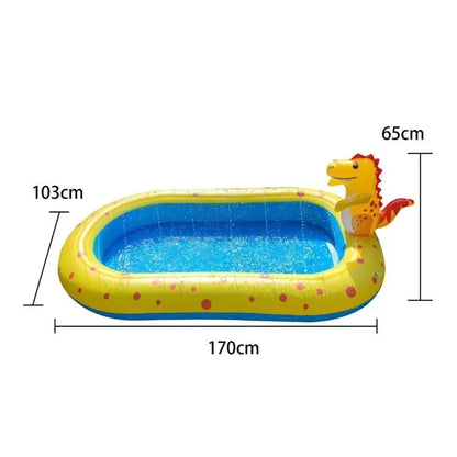 Inflatable Children Swimming Pool for Kids Summer Dinosaur Sprinkler Kiddie Pool Backyard Splash Pad Outdoor Water Toys