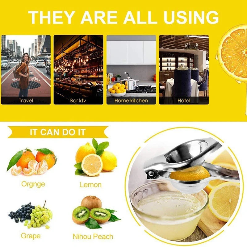 Lemon Squeezer - New Stainless Steel Manual Lemon Juicer Lemon Lime Squeezer Press with High Strength Silicone Handle