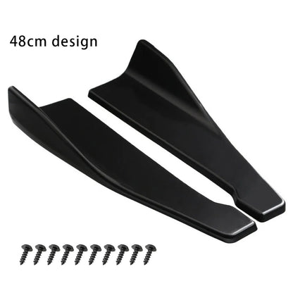 35cm 48cm Universal Fit Car Spoiler Lateral Bumper Rear Side Skirt Lip Rocker Wings Carbon Fiber Glossy Black Protection Trims