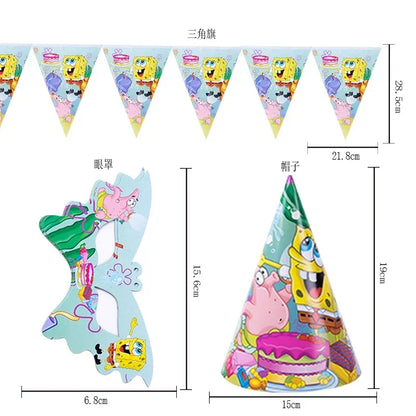 Cartoon Spongebob Theme Kids Birthday Plates Cups Napkins Disposable Tableware Supplies child Baby Birthday Party Decoration Set