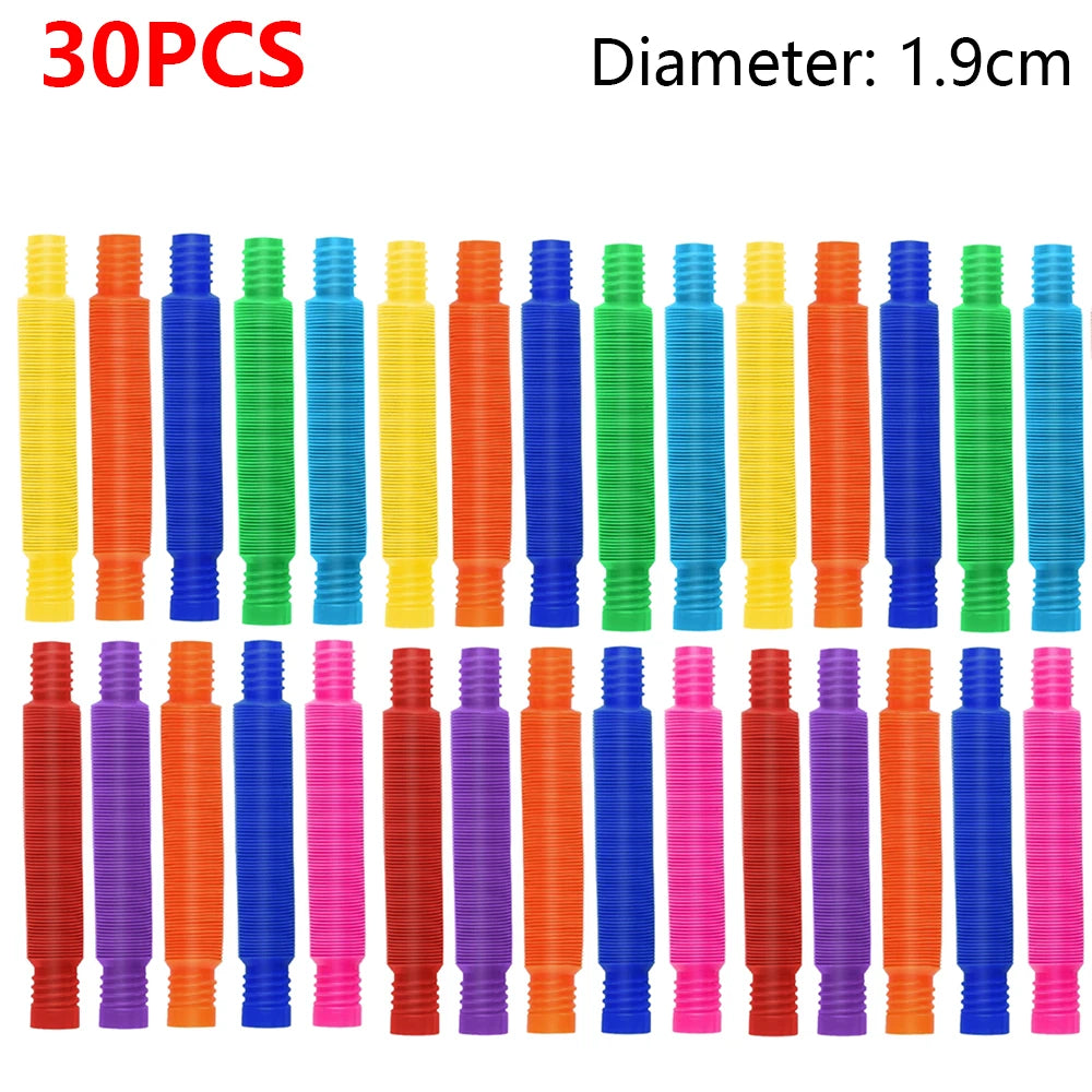 10-30PCS Colorful Telescopic Tubes Fidget Toys Plastic Sensory Pop Tubes Stress Relief Toys Adults Decompression Kids Toys Gifts