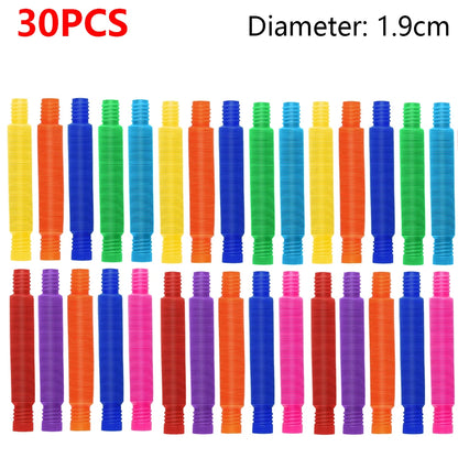 10-30PCS Colorful Telescopic Tubes Fidget Toys Plastic Sensory Pop Tubes Stress Relief Toys Adults Decompression Kids Toys Gifts