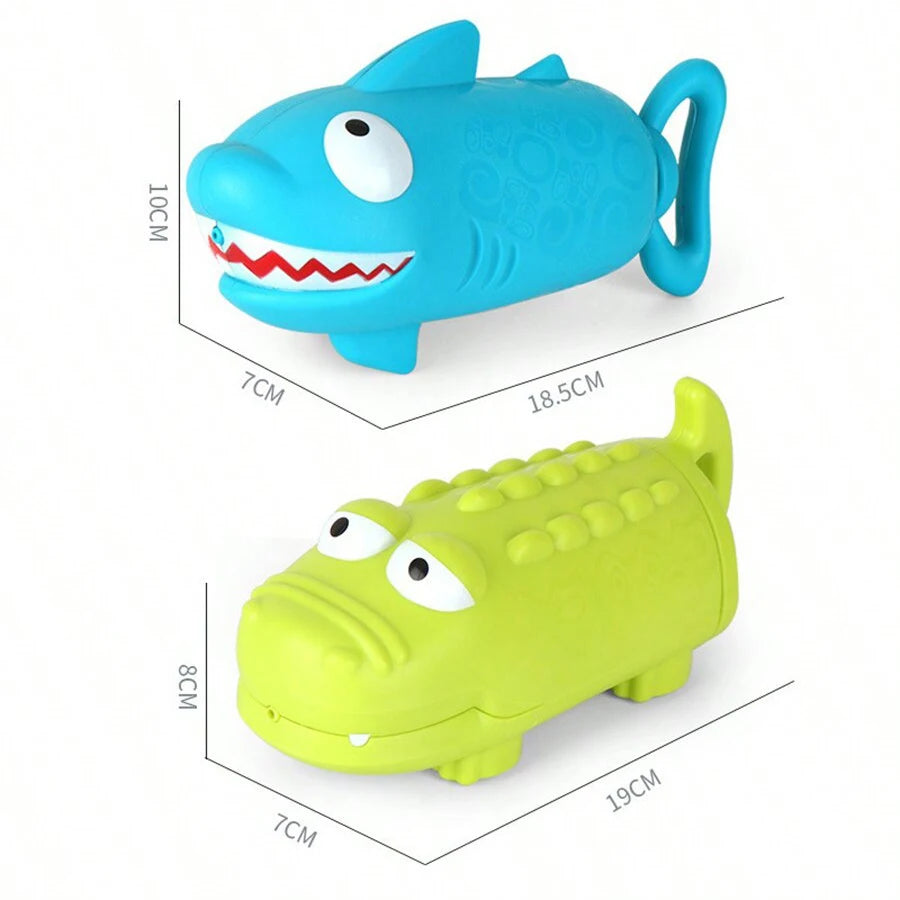 Kids Pull-Out Water Gun Toys For Children Shark Cartoon Design Summer Play Beach Watergun Sprinkler Bathroom Shower Bath Toys