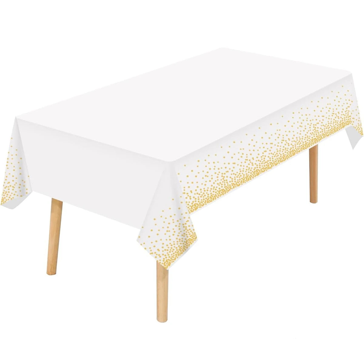 137x274cm Disposable White Tablecloths Rectangle Gold Dot Waterproof Party Table Covers for Birthday Wedding Party Decorations