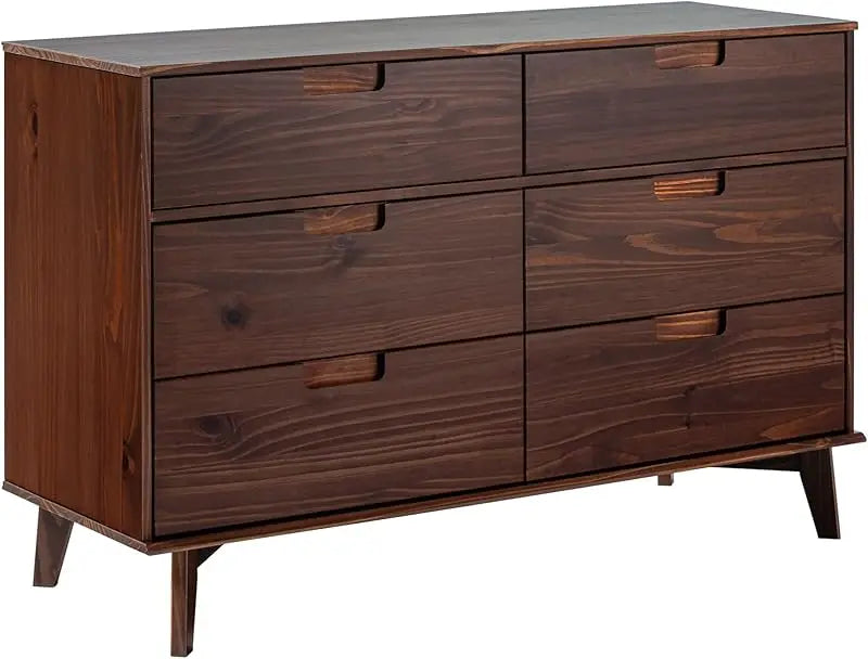 Walker Edison Modern 6-Drawer Dresser Bedroom Storage Organizer, 52 Inch, Walnut Finish